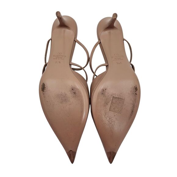 Valentino Garavani Rockstud Wispy Calfskin Mule Size 38.5 US 8.5 Nude Tan - Picture 8 of 10